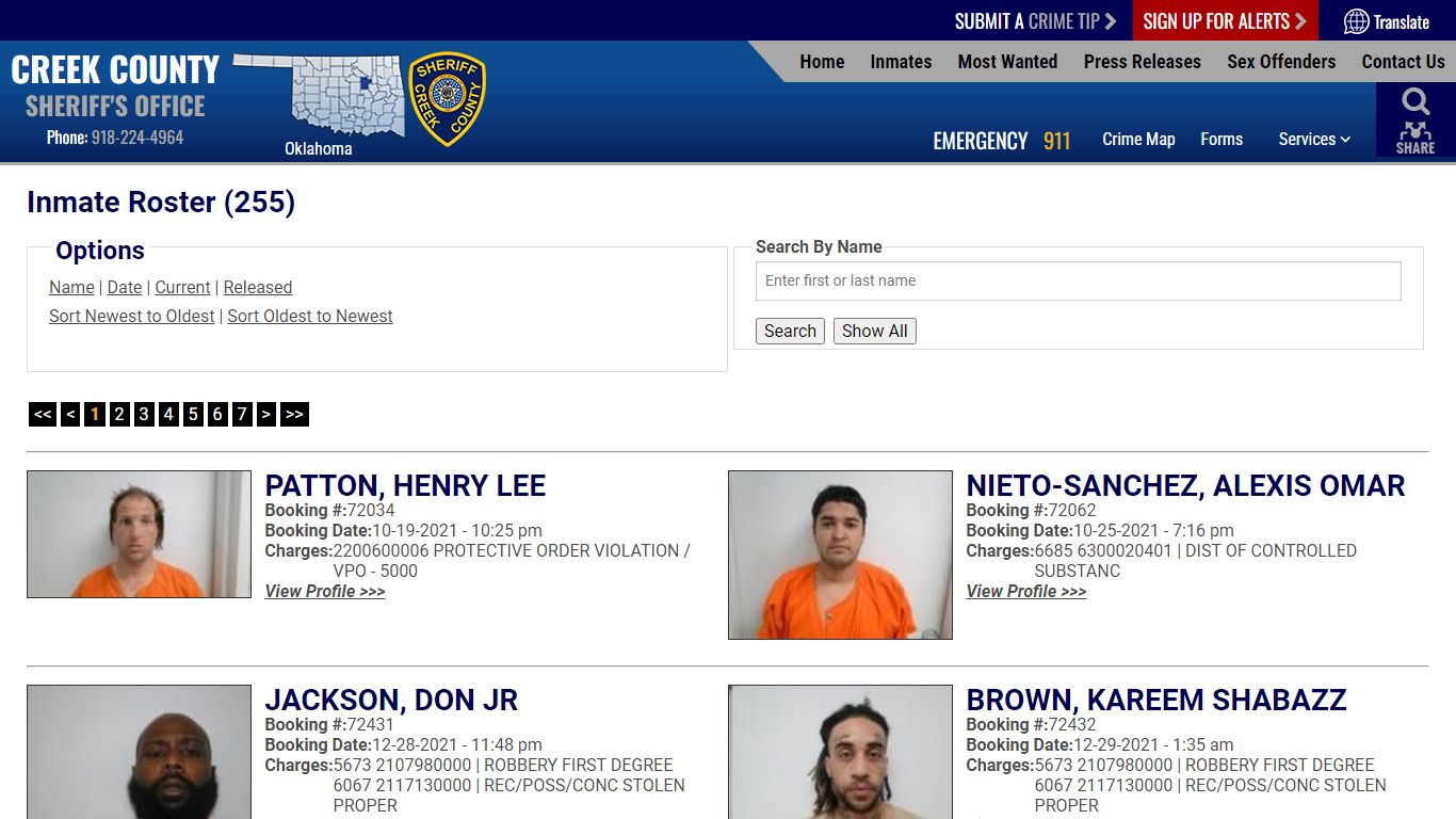 Inmate Roster - Current Inmates Booking Date Ascending - Creek County ...
